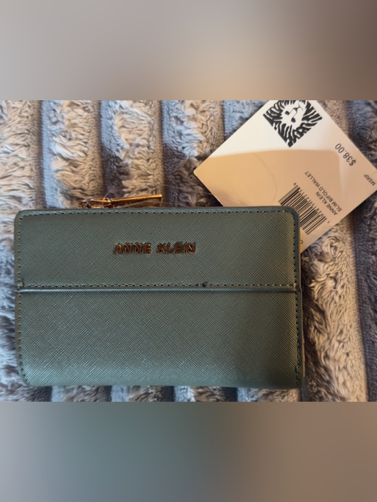 Anne Klein Handbags - Anne Klein Green Saffiano Zip Wallet with Gold Hardware